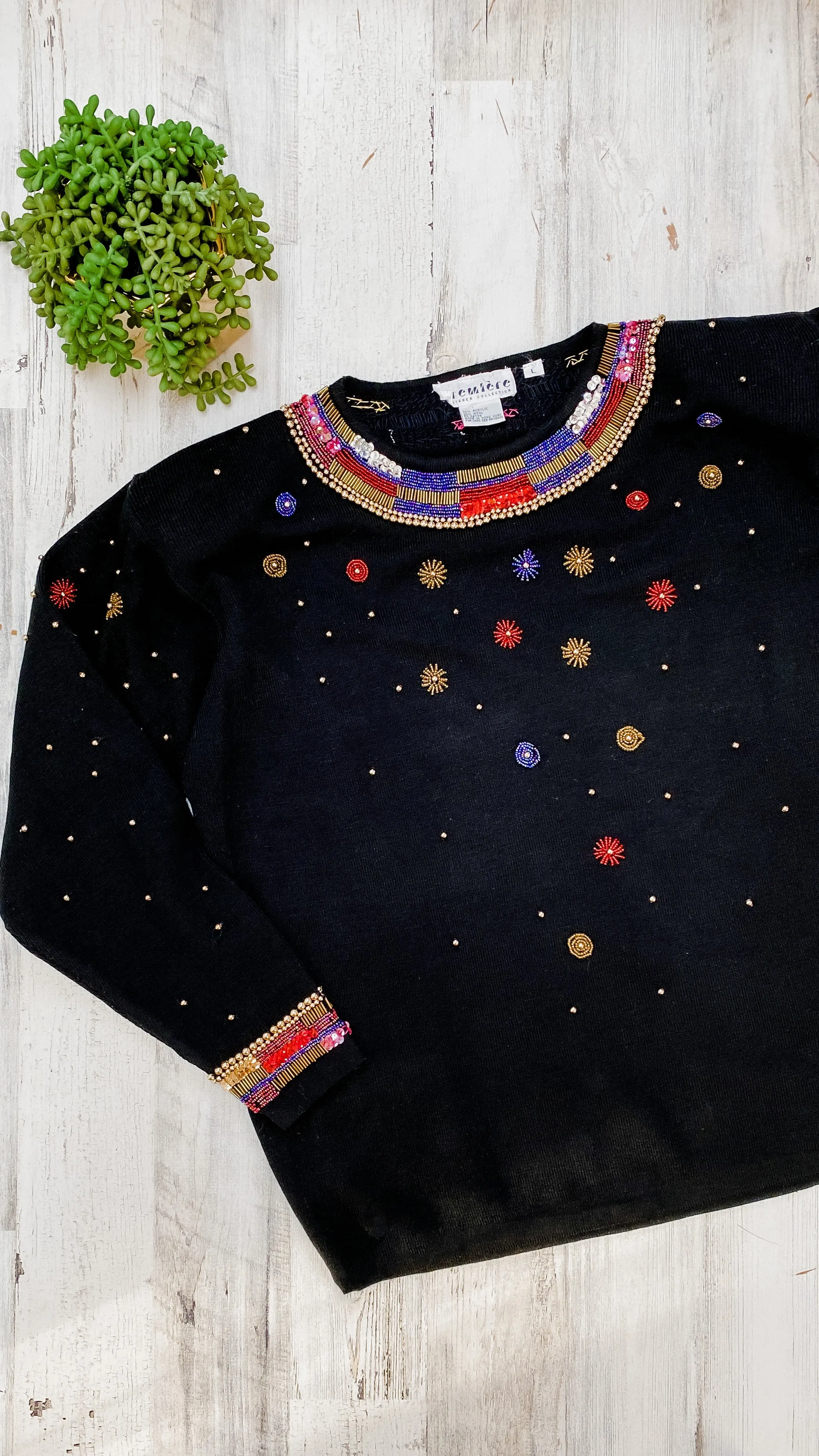 Vintage 80’s Premiere Beaded Knit Top (L)