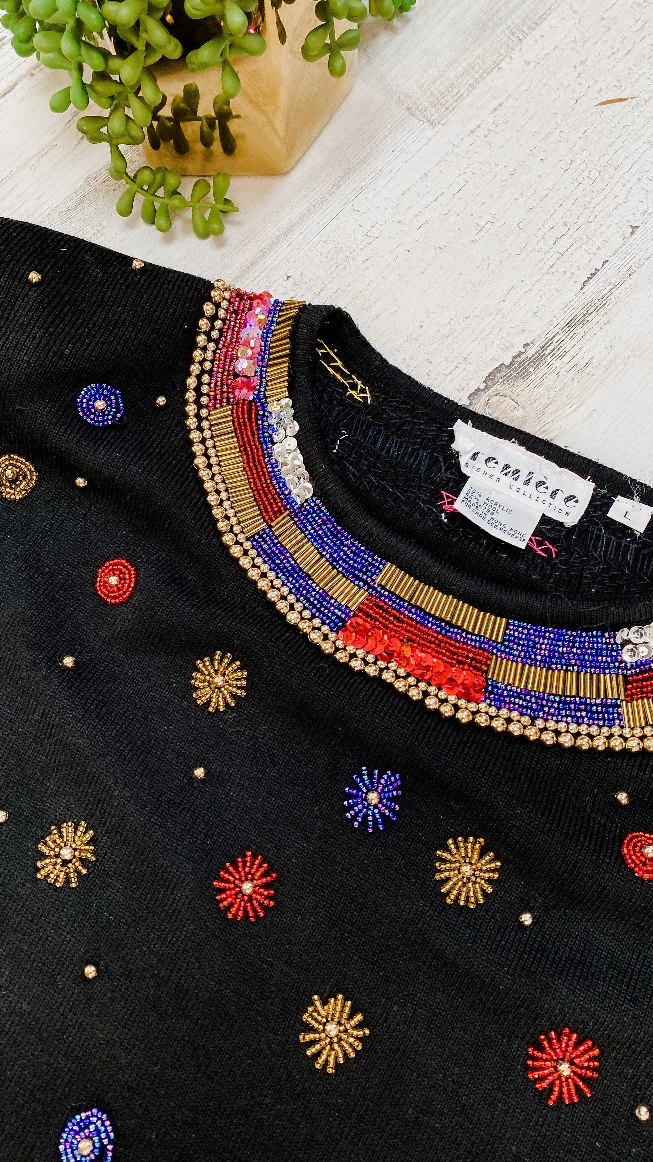 Vintage 80’s Premiere Beaded Knit Top (L)