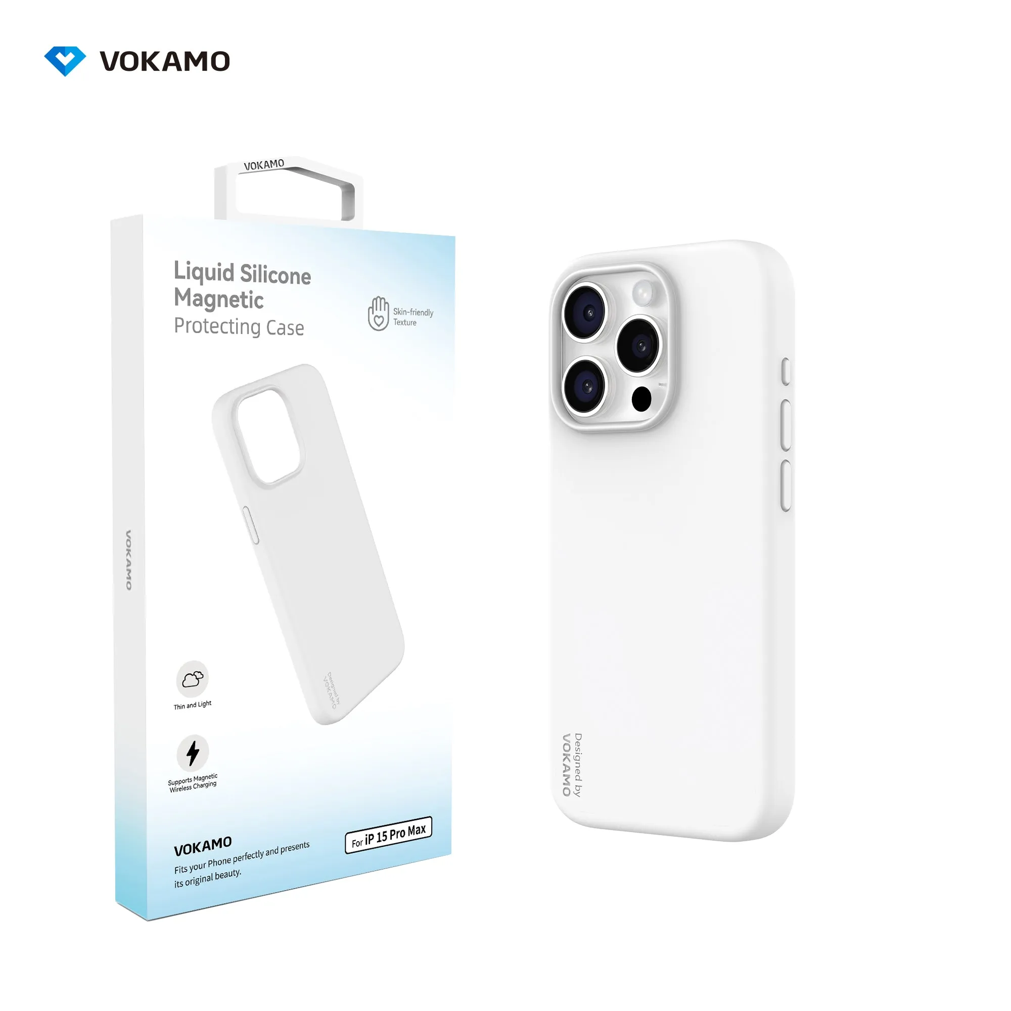 VOKAMO Silicone iPhone Magnetic Case Soft Protective Case Cover For iPhone 15/15 Pro Max/15 Pro/15 Plus