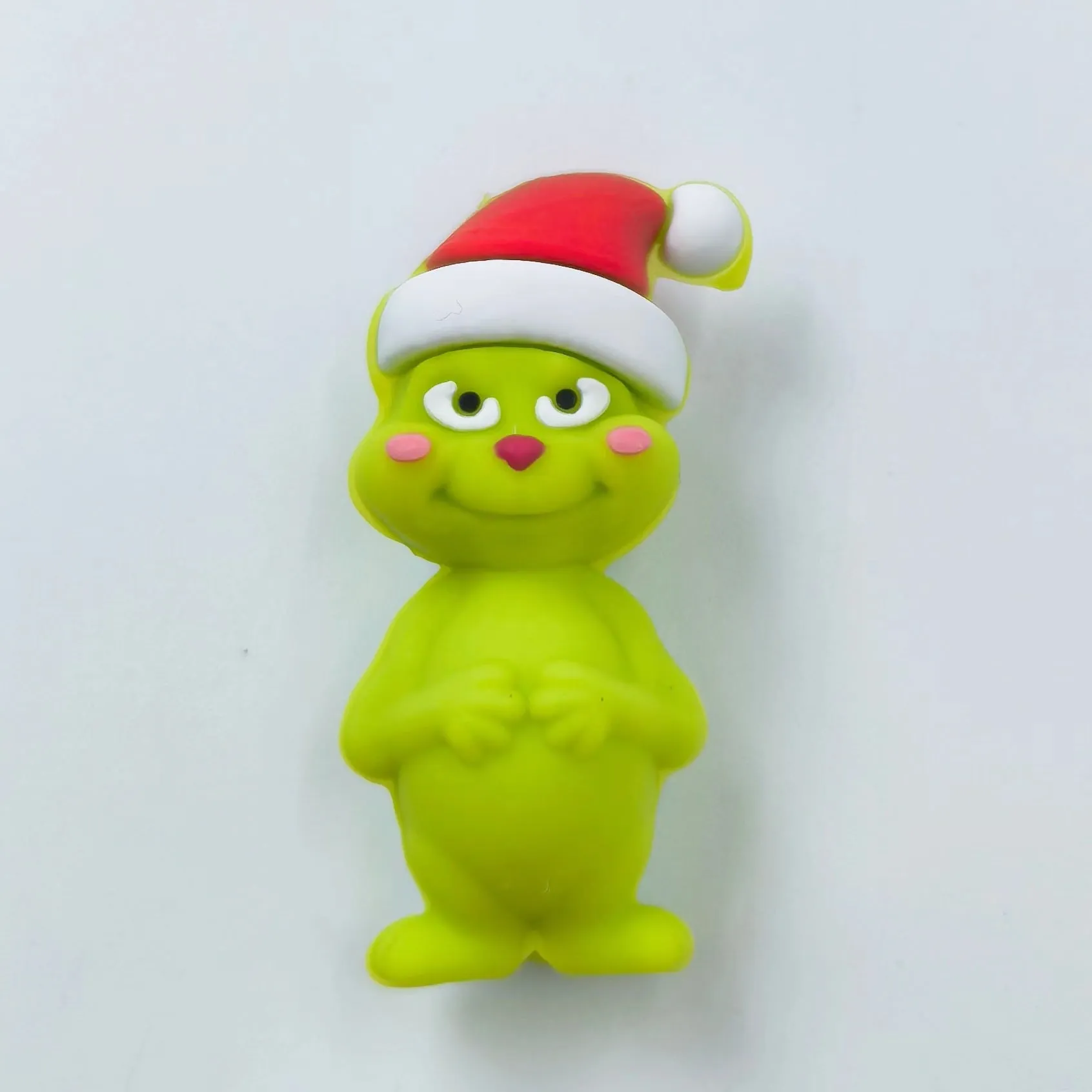 Wholesale 10pcs 3D Three-dimensional Silicone Cute Christmas Green Villain Cartoon DYI Beads