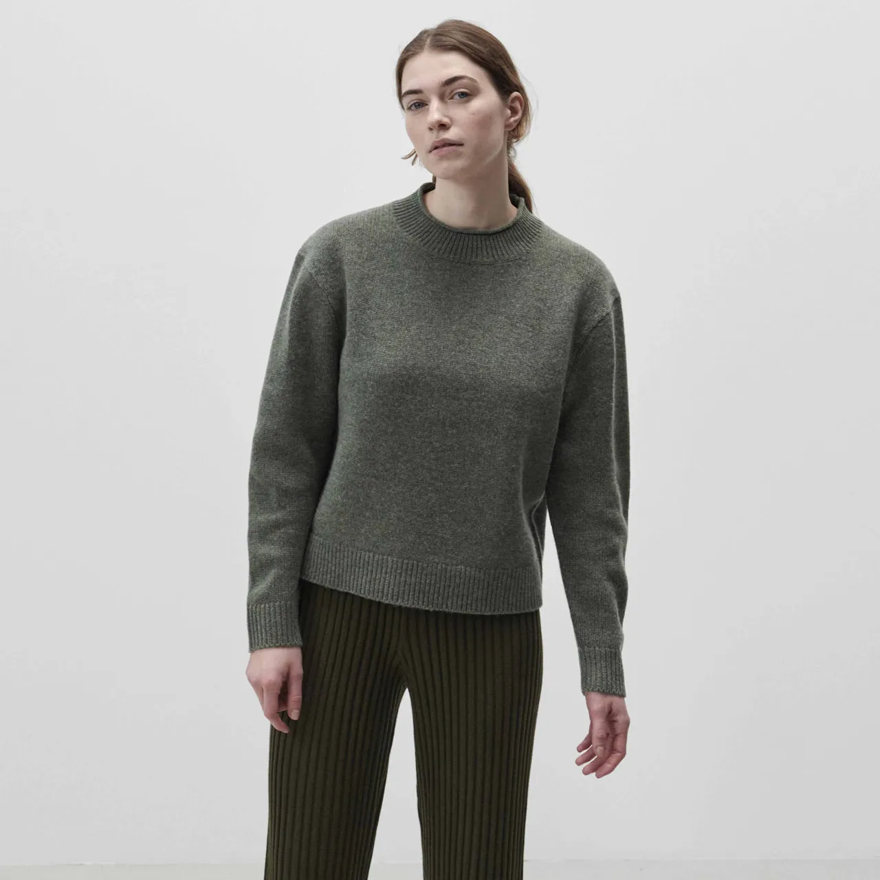 Women's Lambswool Sweater - Moss Melange AW23
